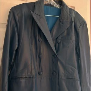 Blue leather lightweight blazer
